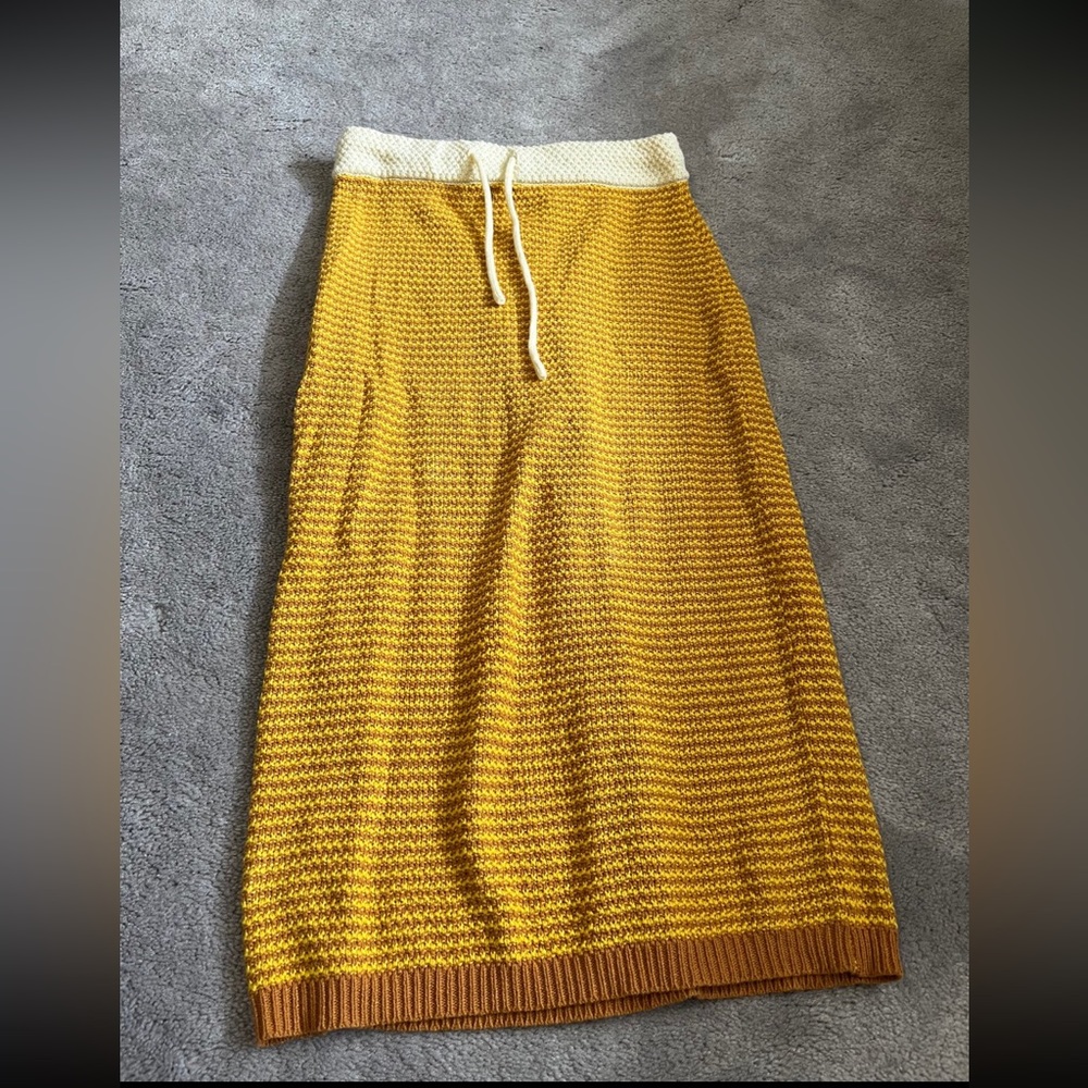 Orange knit midi skirt